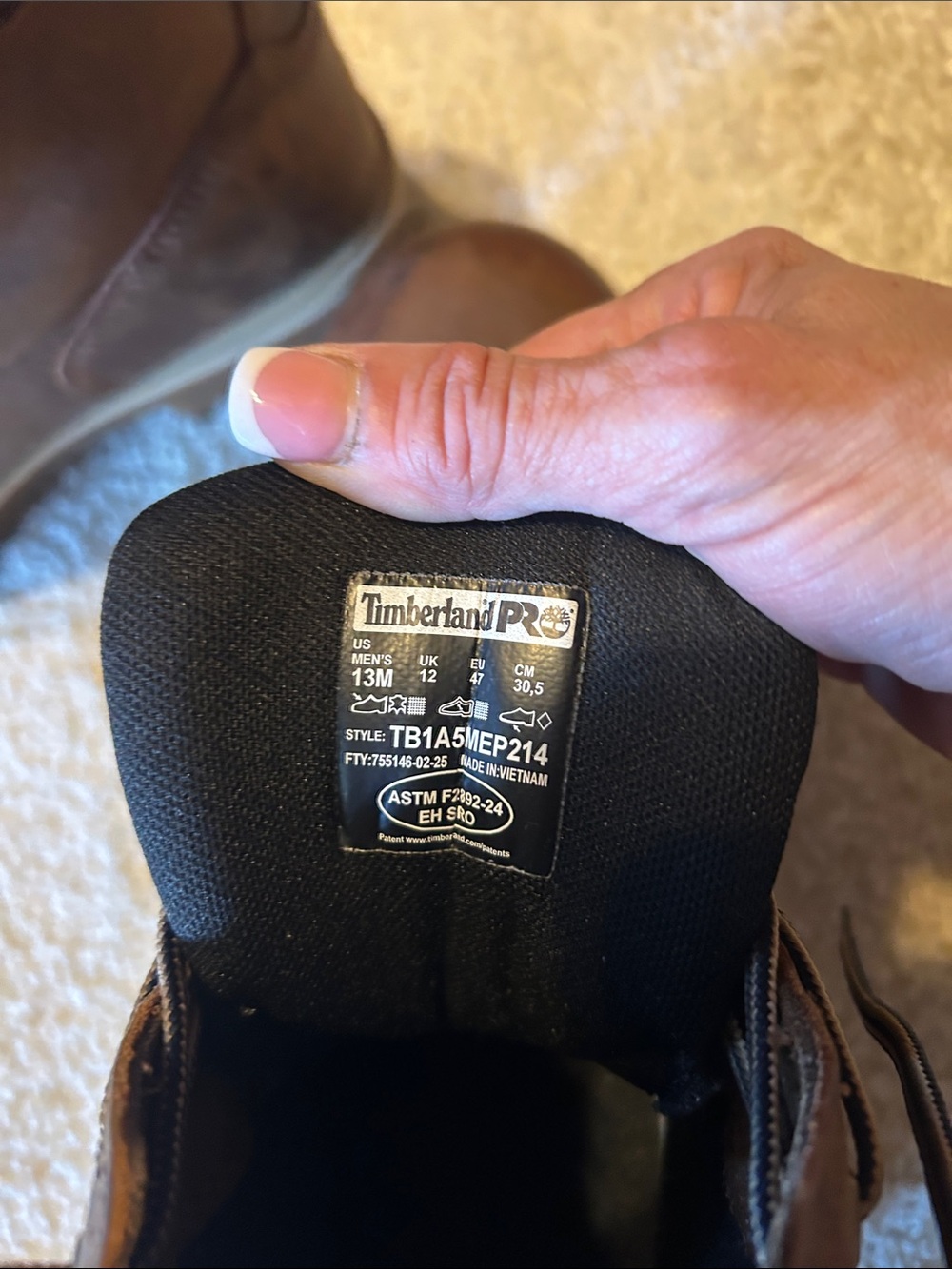 Timberland NWOT Brown Leather Lace-Up Work Boots - Picture 6 of 11